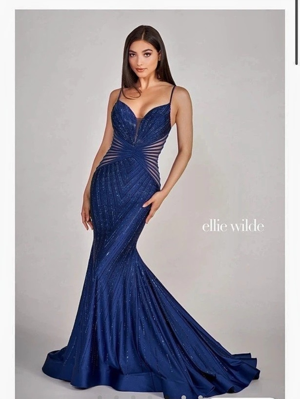 Ellie Wilde EW34002 Blue Prom Gown Like New